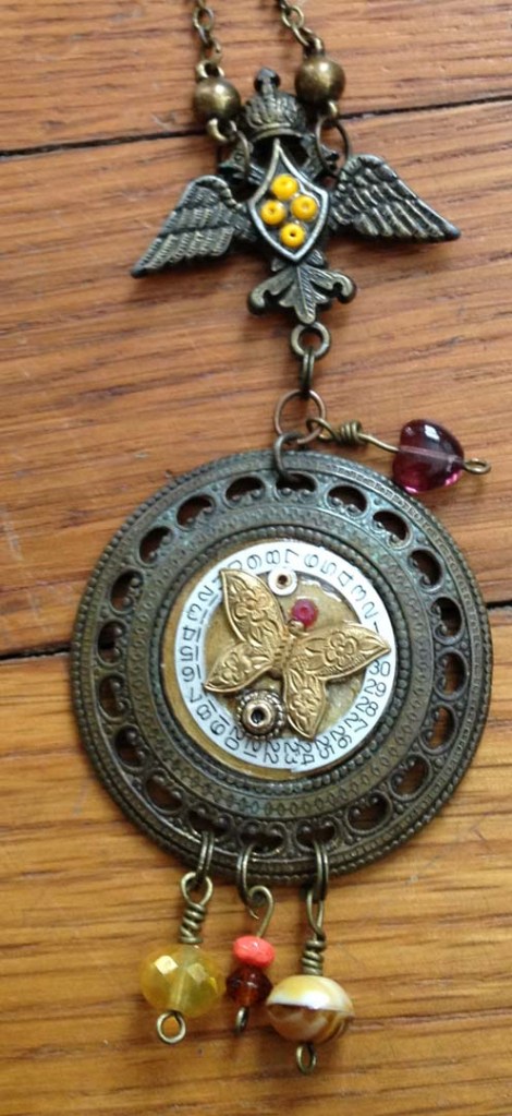 close of of brass pendent